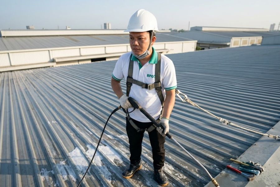 Vệ Sinh Mái Tôn Nhà Xưởng: Quy Trình, Tần Suất & Lưu Ý An Toàn