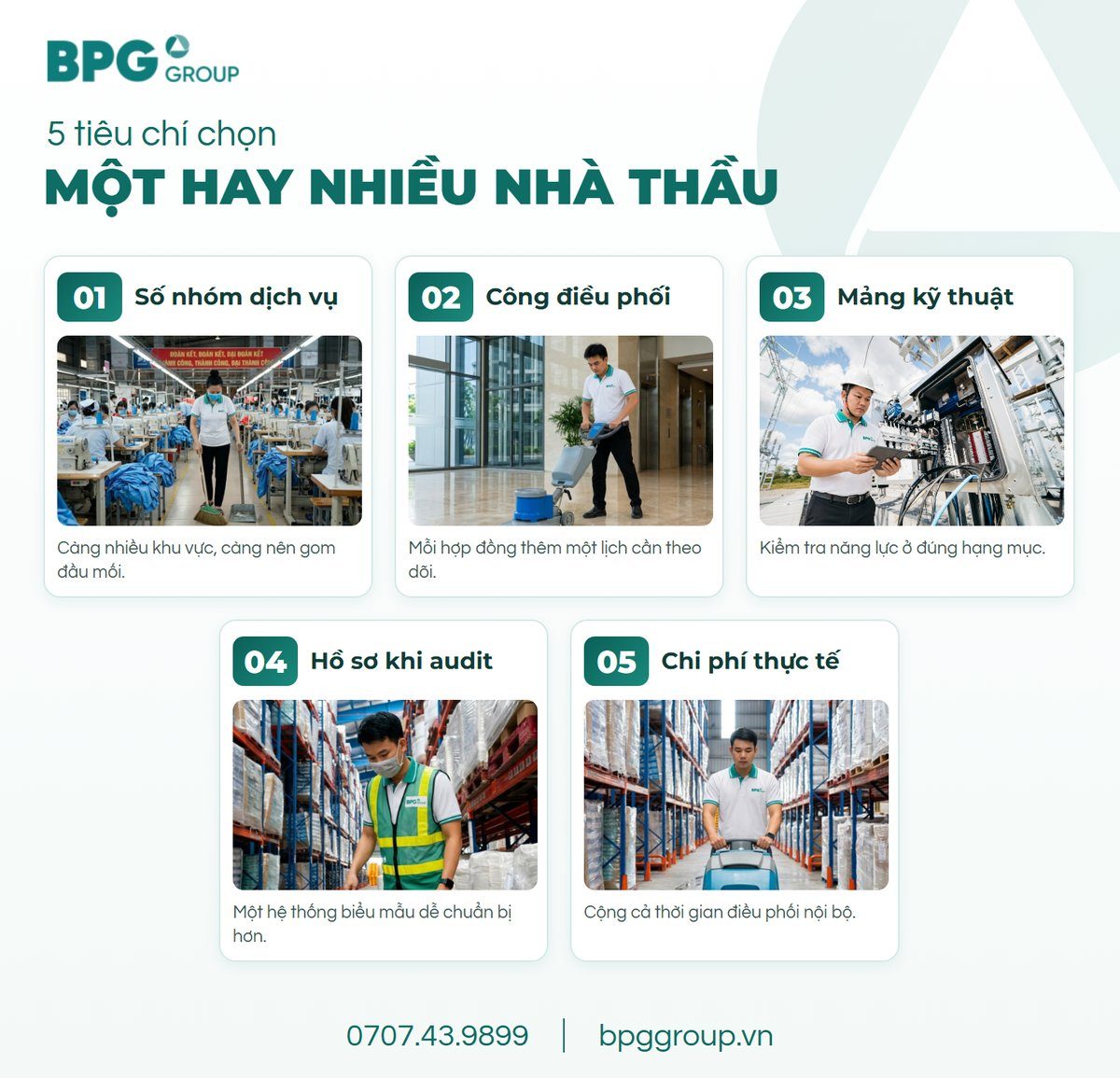 5 tiêu chí chọn thuê một nhà thầu hay nhiều nhà thầu vận hành cơ sở vật chất
