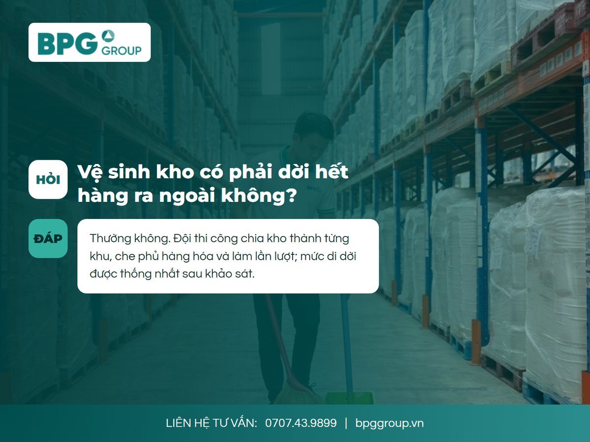 Hỏi đáp về việc dời hàng khi vệ sinh kho bãi