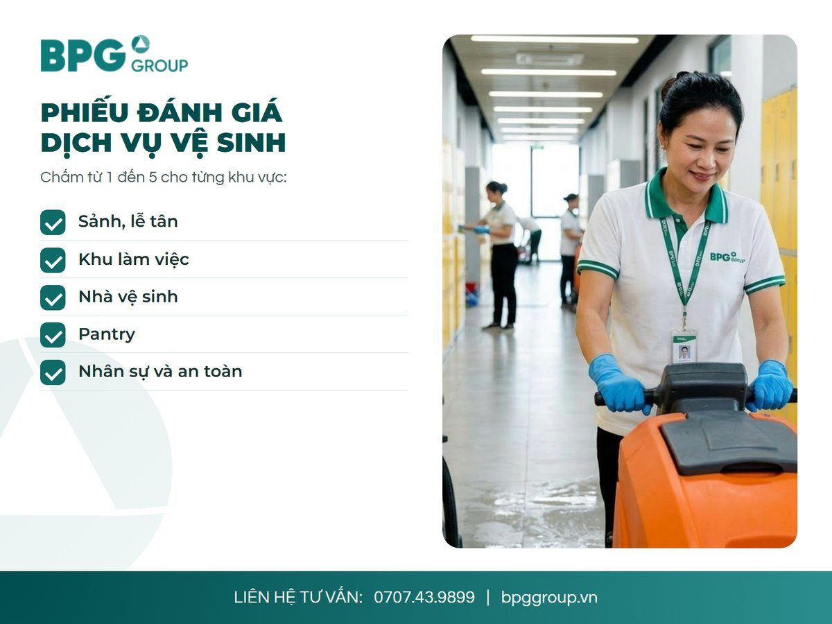 Mẫu phiếu đánh giá chất lượng dịch vụ vệ sinh theo khu vực