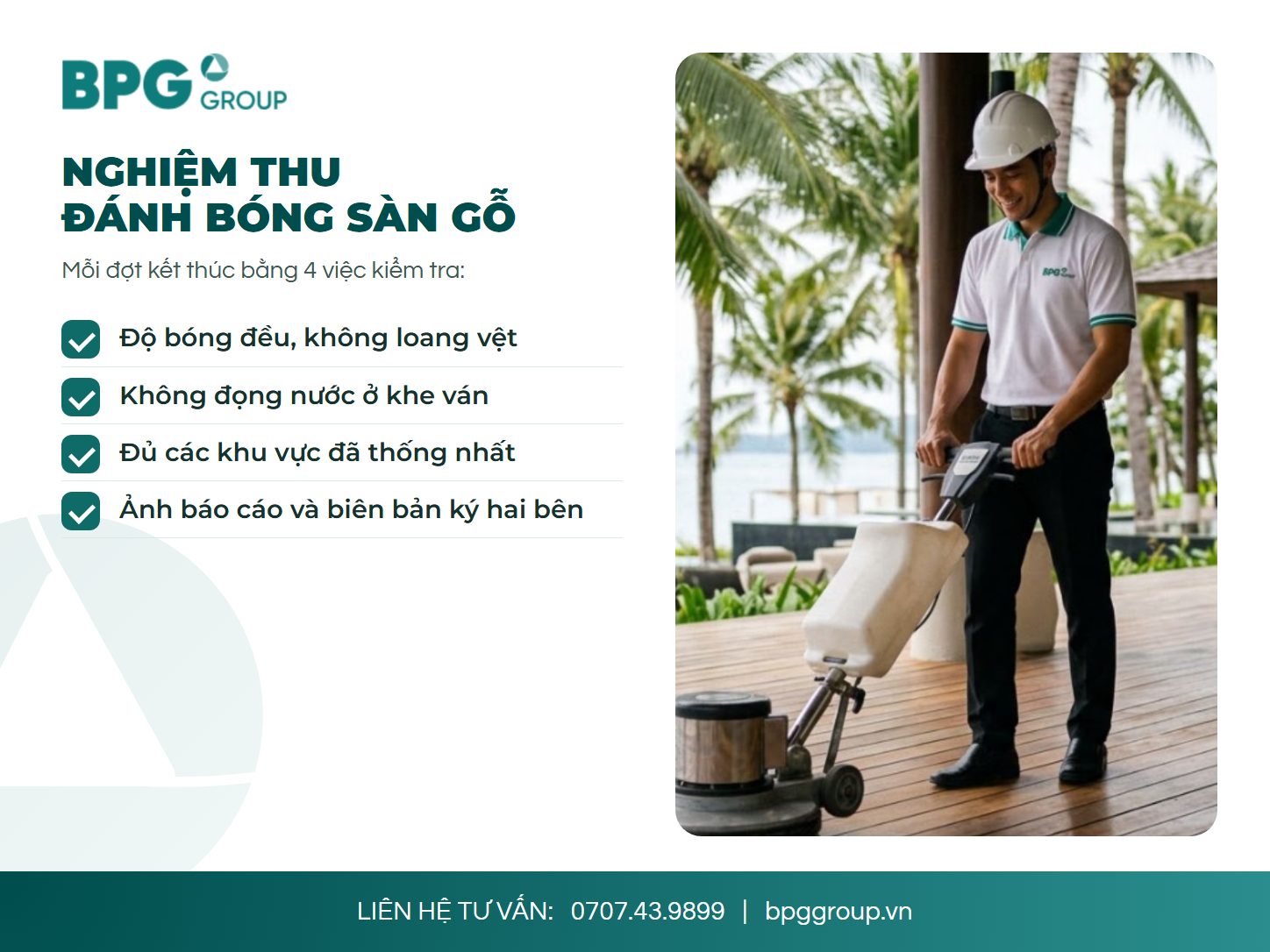 Bốn tiêu chí nghiệm thu sau khi đánh bóng sàn gỗ văn phòng