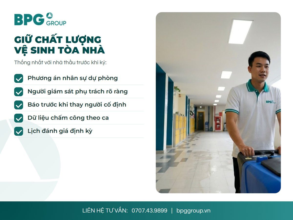 Những điểm ban quản lý tòa nhà nên thống nhất với nhà thầu vệ sinh